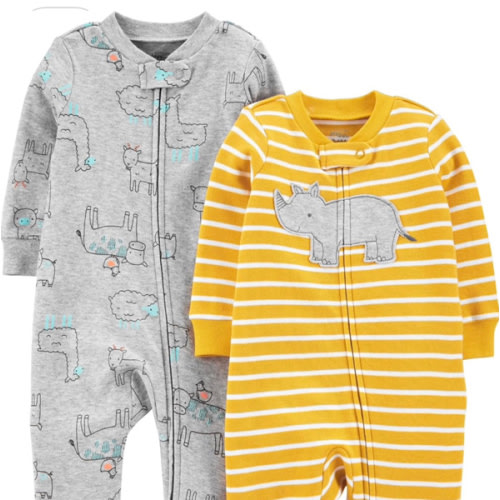 Preemie Simple Joys by Carter's baby-boys 2-way Zip Thermal Footed Sleep and Play, Pack of 2