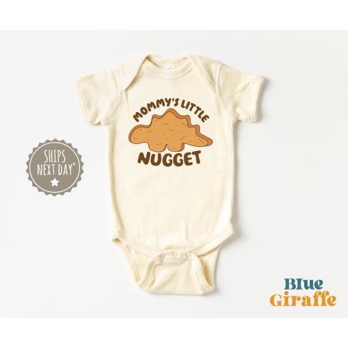 Mommy's Little Nugget Baby Onesie - Dino Nugget Natural Onesie® - Dinosaur Nugget Baby Clothes