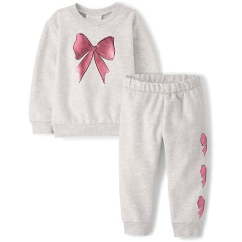 The Children's Place Baby Girls' And Toddler Long Sleeve Active Shirt and Pant, 2 Piece Outfit