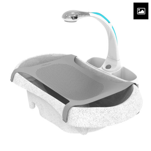 The First Years Rain Shower Baby Bathtub — Baby Spa for Newborn to Toddler — Includes Convertible Bathtub and Sling with Soothing Spray — Baby Bath Essentials – Elbjet