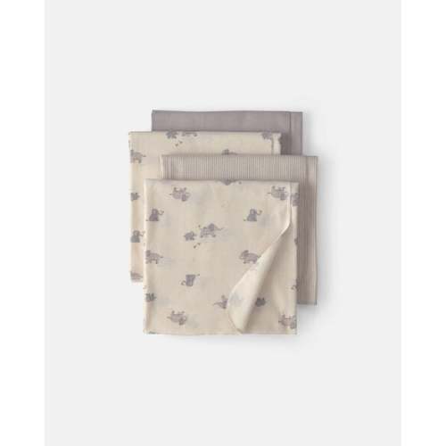 Baby 4-Pack Elephant Receiving Blankets - Grey/Cream | Carter's