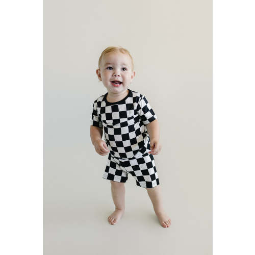 Bamboo Two Piece Shorts Set | Black Checkered – Witching Hour Baby