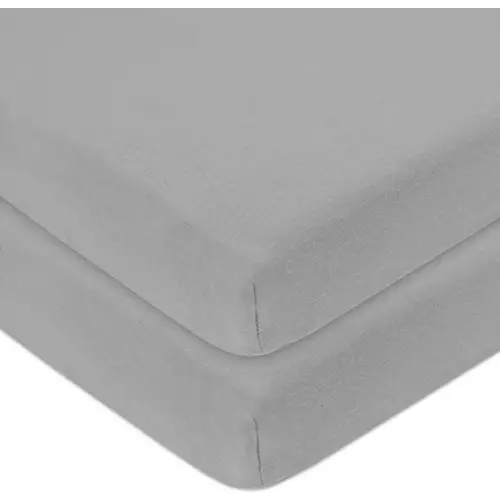 American Baby Company 2 Pack 100% Natural Cotton Fitted Mini Crib Sheets 38" x 24" - Soft & Breathable Small Nesting Portable Sheets, Fits Pack N Play Mattresses, Gray, for Boys & Girls