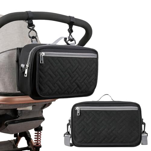 Baby Diaper Caddy Bag with Changing Pad - Diaper Caddy Tote Baby Stroller Bag Nursery Storage Bin for Diapers, Wipes & Toys Mini Diaper Bag for Outdoor（Square Black）