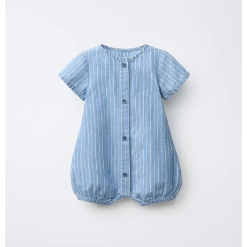 STRIPED ROMPER - Mid-blue | ZARA United States