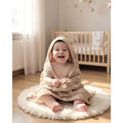 Hooded Bath Towel - Beige Seashells