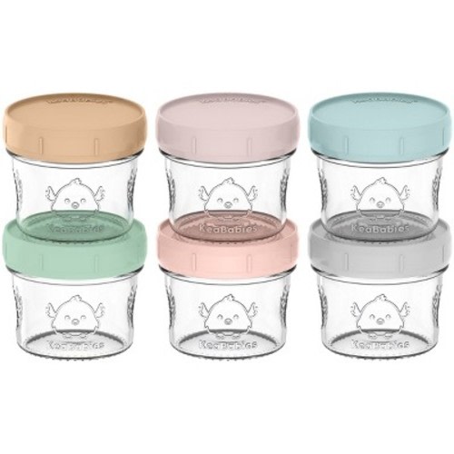 6pk Prep Baby Food Storage Containers, 4 oz Leak-Proof, BPA Free Glass Baby Food Jars for Feeding