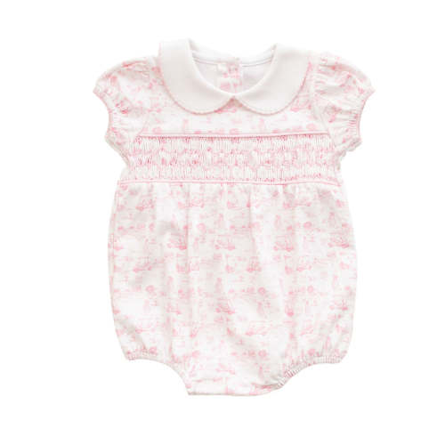 Fairway Toile | Short Sleeve Smocked Bubble (Pink)