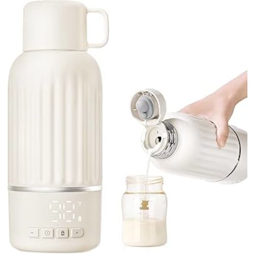 Snow Bear Portable Bottle Warmer for Travel, Fast Heating in 2.5 Mins for Breast Milk and Formula, 10200mAh Battery with LED Display, 17oz Large Capacity, Baby Bottle Warmer with Temperature Control