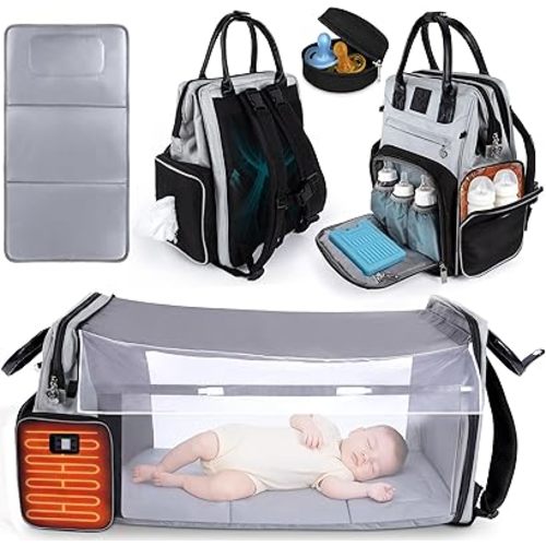 Award-Winning Large Diaper Bag with Changing Station – Eco-Friendly Evergreen Winner Large Diaper Bag Backpack w/ Heated Bottle Pockets, Premium All-in-One Backpack, Baby Essentials, Parents Gift