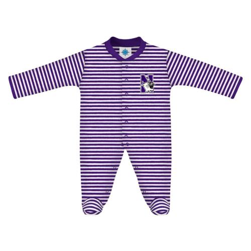 Northwestern University Wildcats Purple & White Striped Footed Romper