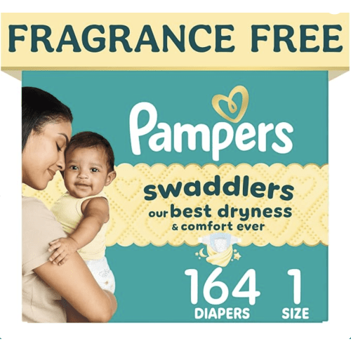 Pampers Swaddlers Diapers, Size 1 (8-14 lbs), 164 Count