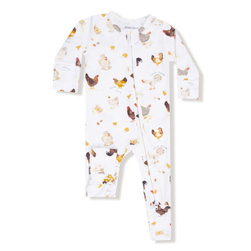 2-Way Zip Romper, Collector Chickens