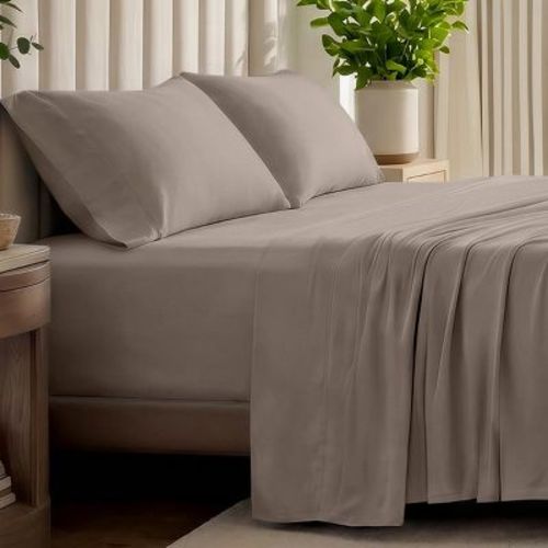 Breathable Organic Cotton Jersey Sheet Set by Bare Home - Twin, Taupe