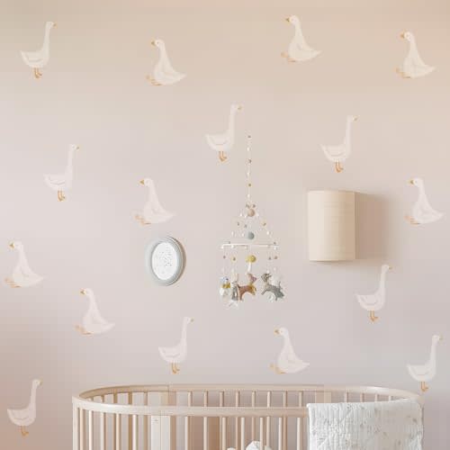 40 Pcs Silly Goose Wall Decals for Nursery, Peel and Stick PVC Watercolor Stickers, Boho Little Silly Goose Decor for Kids Bedroom, Playroom