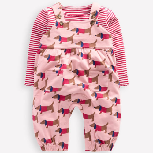 Mini Boden - Jersey Overalls Set-Pink Sausage Dogs | Boden USA
