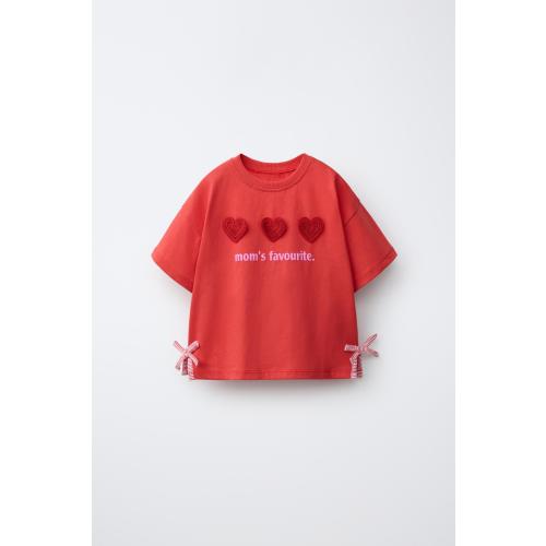 CROCHET HEART T-SHIRT - Red | ZARA 2T