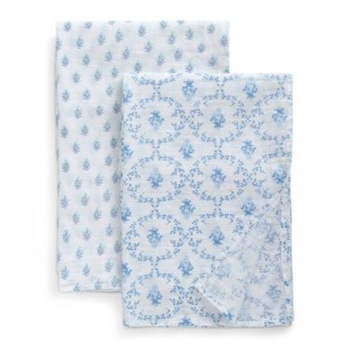 Delta Children 100% Cotton Muslin Baby Receiving Blankets - 2pk - Blue Botanicals