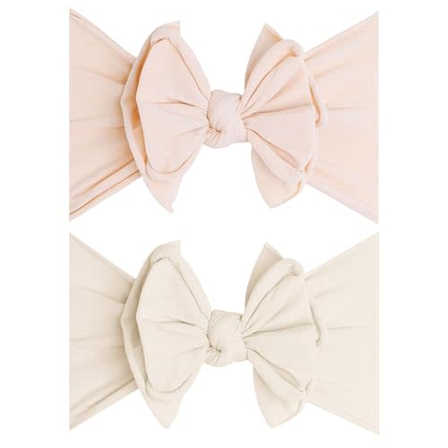 Baby Bling 2PK FAB-BOW-OUS®: petal + oatmeal