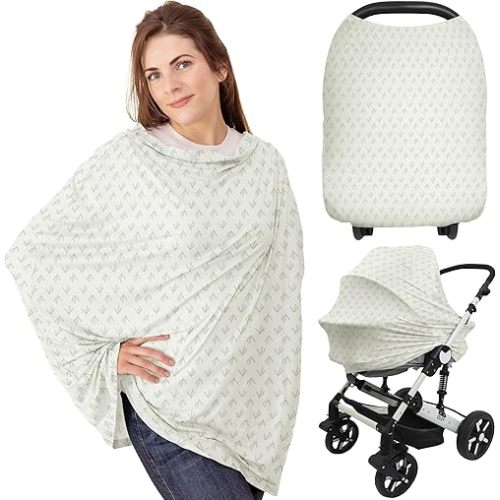 Car Seat Covers for Babies - Nursing Covers for Breastfeeding, Baby Car Seat Canopy for Girls, Boys, Nursing Essentials for Breastfeeding Women, Infant Stroller Privacy Protection (Fleur)