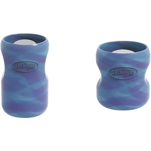 Dr. Brown's Options+ Wide-Neck Glass Bottle Sleeve, 100% Silicone, Glow-in-the-Dark, BPA-Free, 5 oz + 9 oz, 2-Pack