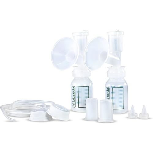 Ameda HygieniKit Universal Milk Collection System | Hands Free Breast Pump Accessories | (New & Improved) | Breastfeeding Supplies | Pumping Essentials | Flanges, Bottles, Valves, Diaphragms & Tubing