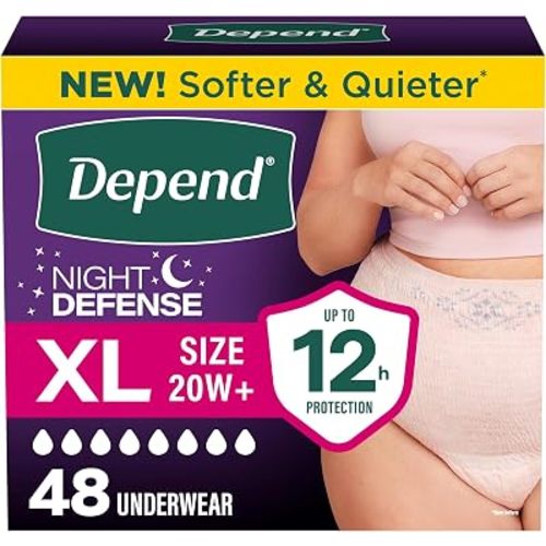 Depend Night Defense Adult Diapers for Women, XL, 48 Count