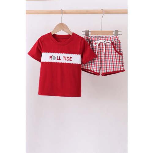 Alabama roll tide smocked plaid shorts set