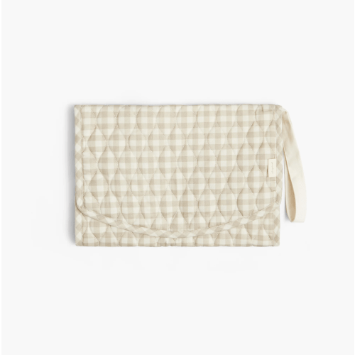 Portable Changing Pad - Beige Gingham