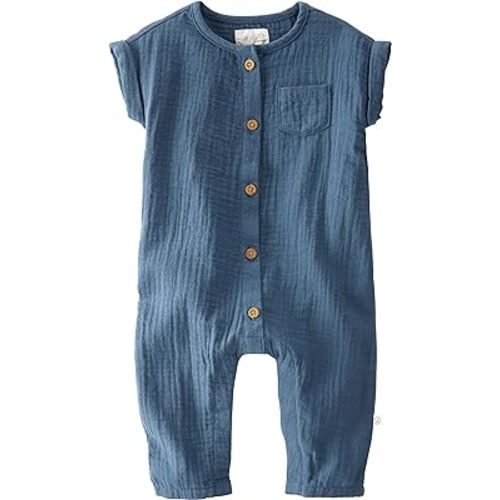 little planet by carter's unisex-baby Organic Cotton Overall Jumpsuit, Deep Teal, NB