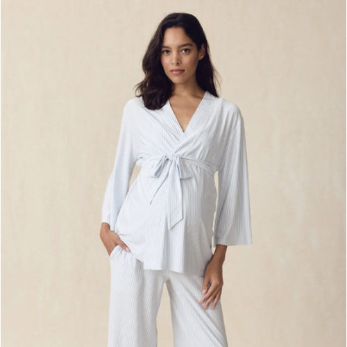 LAKE | Women | DreamModal® Pajamas | English Rose Pencil Stripe Maternity Kimono Bundle