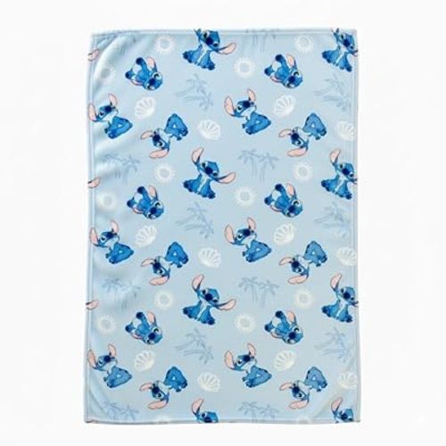 Cudlie Stitch Blanket | Lilo & Stitch Baby Blanket | Stich's Fleece Throw | Lilo & Stich's Newborn Blankets | 30" X 40" | Blue | Officially Licensed