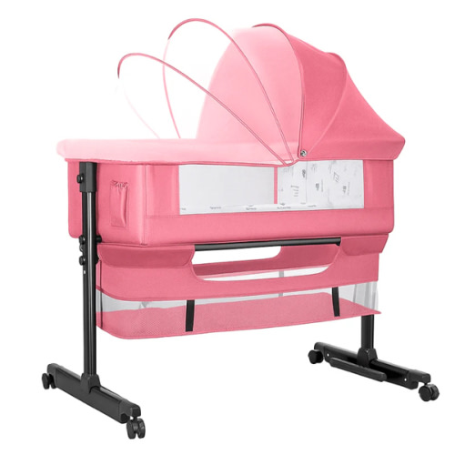 Baby Bassinet Bedside Sleeper with Storage, Mosquito Net & Wheels