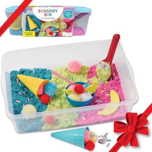 Creativity for Kids Sensory Bin: Ice Cream Shop Playset - Toddler Learning Toys, Pretend Play Ice Cream Set, Kids Gifts for Girls and Boys (Ages 3+)