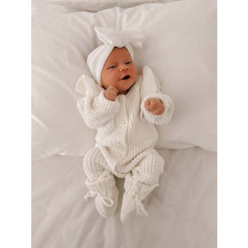 TEXTURED FLUTTER COTTON LONG ROMPER | SNOW