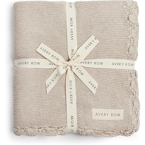 Avery Row Scallop Knit Blanket Stone