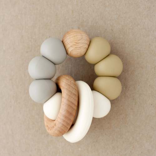 Beechwood & Silicone Teether w/ Rings