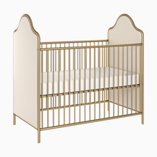 Piper Upholstered Convertible Metal Crib - Gold