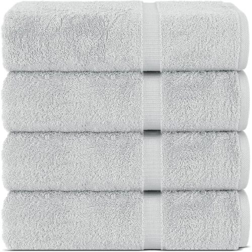 Chakir Turkish Linens |Hotel & Spa Quality 100% Cotton Premium Turkish Towels | Soft & Absorbent (Silver Gray, Bath Towel - Set of 4)