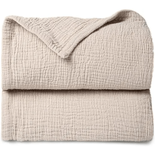 lulumoon Muslin Quilt Blanket, Crib Blanket for Baby and Toddler,47x47 Inches(Ivory)