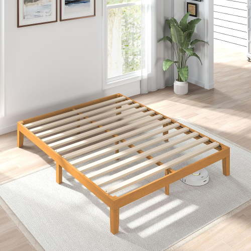 BEDDLE Wood Platform Bed Frame, No Box Spring Needed, Easy Assembly,Full