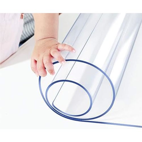 Wadrac 39x72 Inch Clear Table Cover Protector, 1.5mm Thick Custom PVC Table Cover Tablecloth Sheet Plastic Desk Pad Mat Waterproof Vinyl Table Top Protector for Kitchen Coffee Table Writing Desk