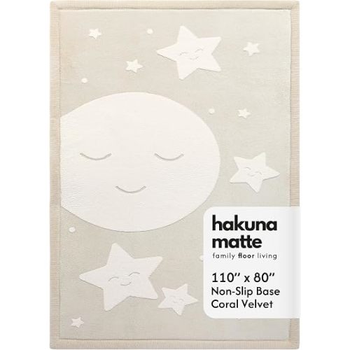 Hakuna Matte CloudRise Baby Play Mat for Floor 80" x 110" Moon & Stars
