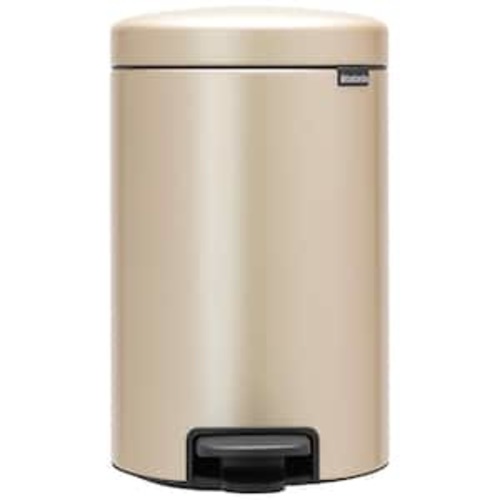 NewIcon 3.2 gal. Champagne Steel Step-On Trash Can