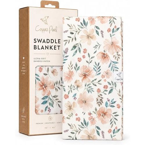 Copper Pearl Swaddle Blankets for Newborns | Soft Stretchy Receiving Blankets for Boys and Girls | Large 46 x 46 Inch Baby Blankets | Lightweight and Breathable Swaddles | Autumn