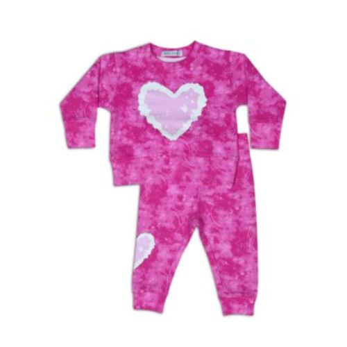 Girls' Tie Dyed Element Glitter Details Heart Top & Pants Set - Baby