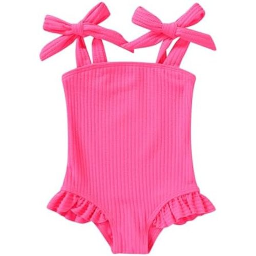 YOUNGER TREE Toddler Swimsuit Girl Color Block Stripe One-Piece Swimwear Baby Girl Bathing Suits