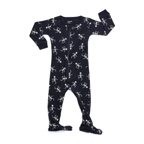 Skeleton Print Cotton Footed Pajamas, 6-12M