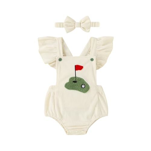 GEMLON Newborn Girl Clothes Ruffled Sleeveless Embroidery Baby Girl Romper with Headband Jumpsuit Outfits Onesies 0-18 Months
