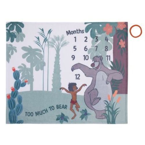 NoJo Disney Jungle Book Green and White Too Much To Bear Super Soft Photo Op Milestone Baby Blanket